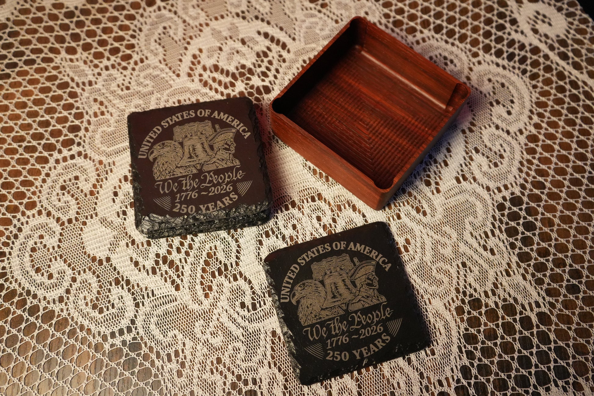 America250 Slate Coaster with Holder