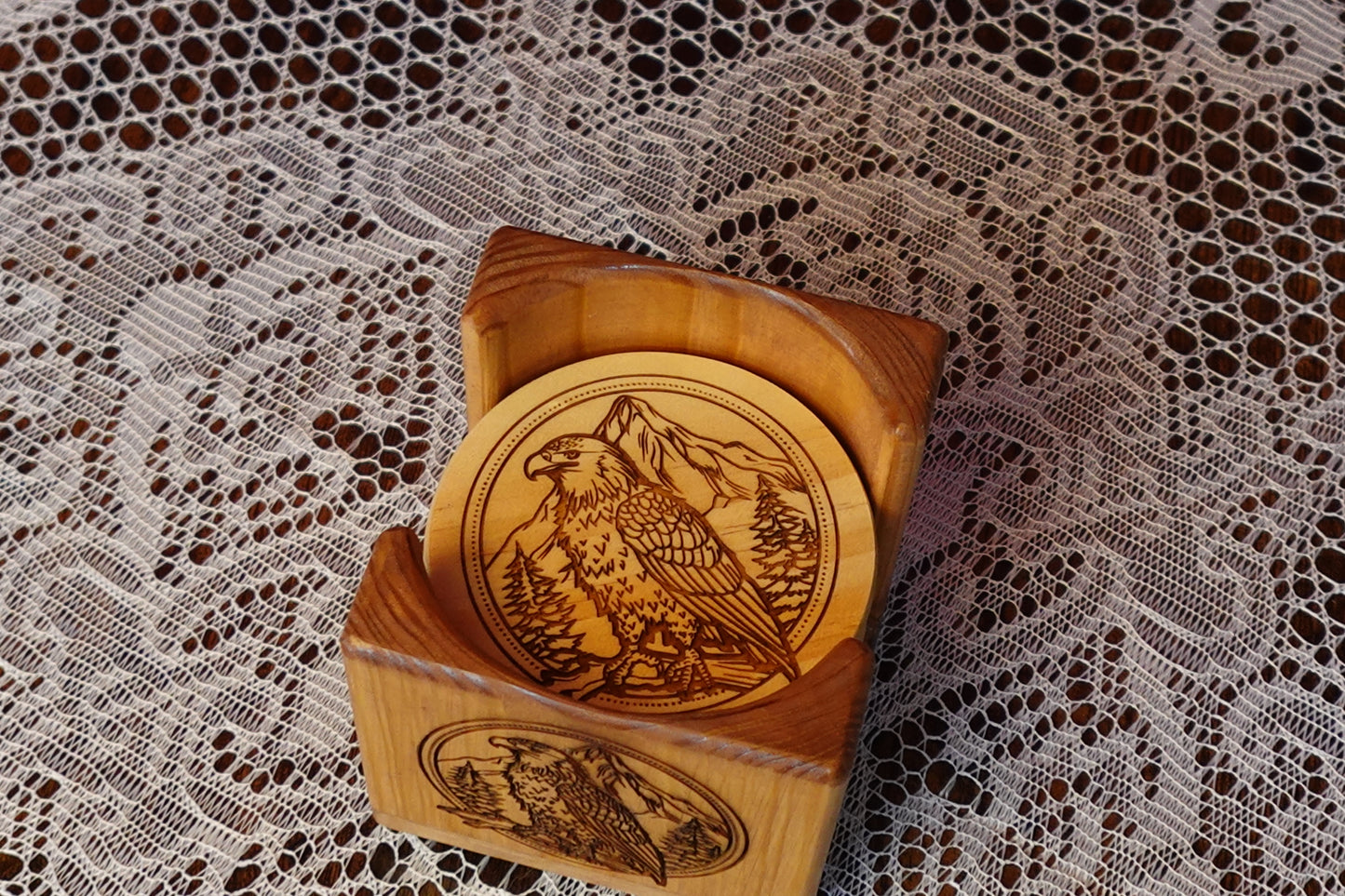 Wood Coaster Set of 6 - Bald Eagle