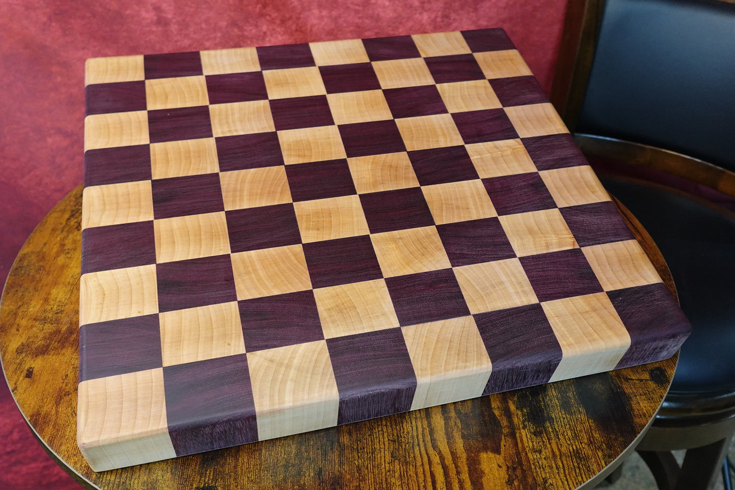 End Grain Cutting Board, Purple Heart & Hard Maple