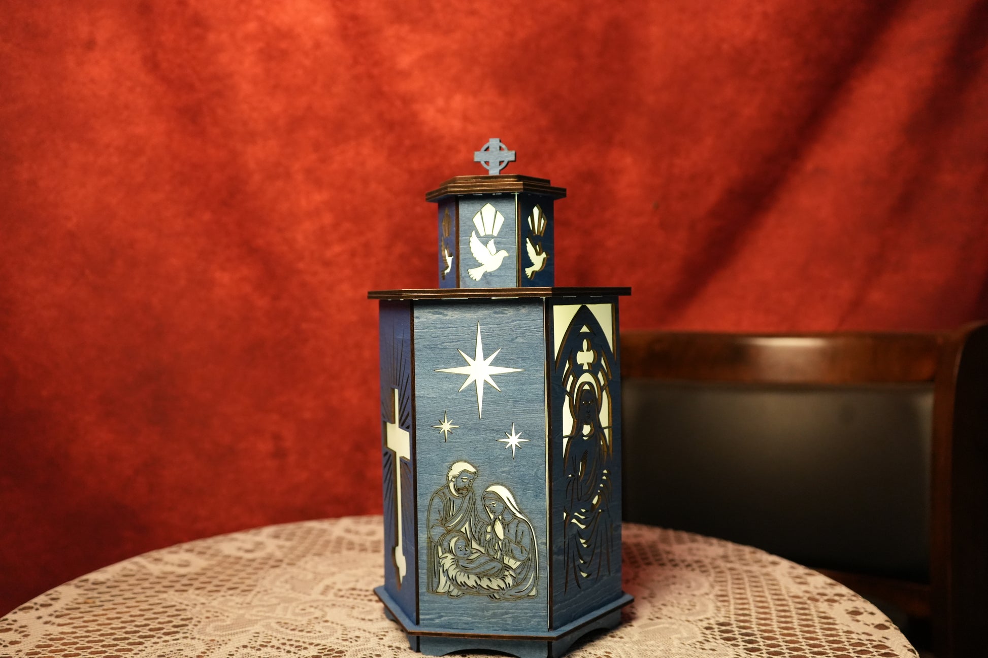 religious decor lantern nativity
