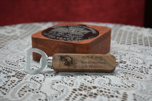 America 250 Wood Bottle Opener