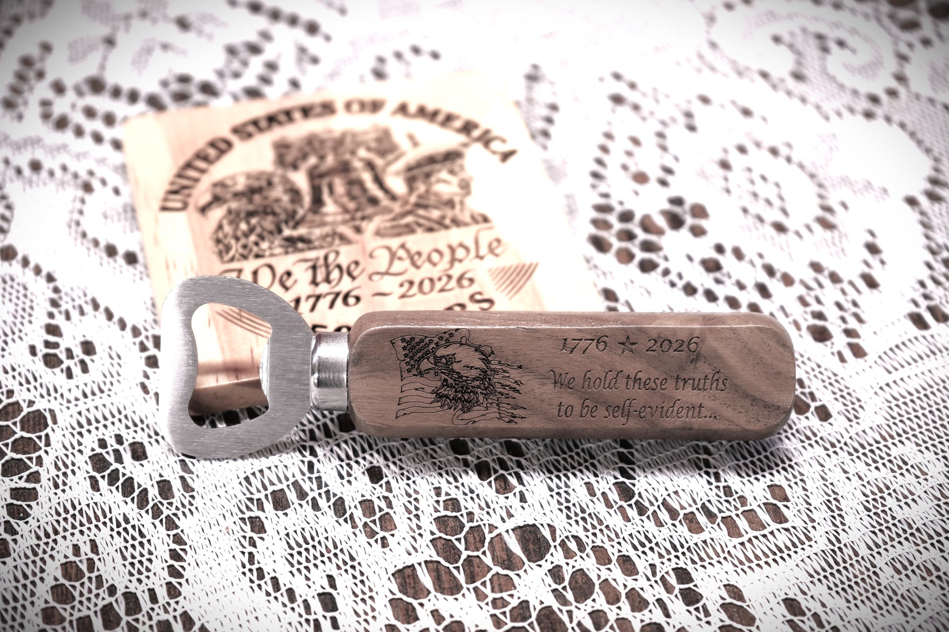 America 250 Wood Bottle Opener United States
