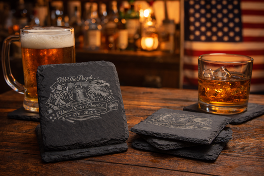 We The People 250th Anniversary Engraved Slate Coaster – Patriotic 1776‑2026 Decor