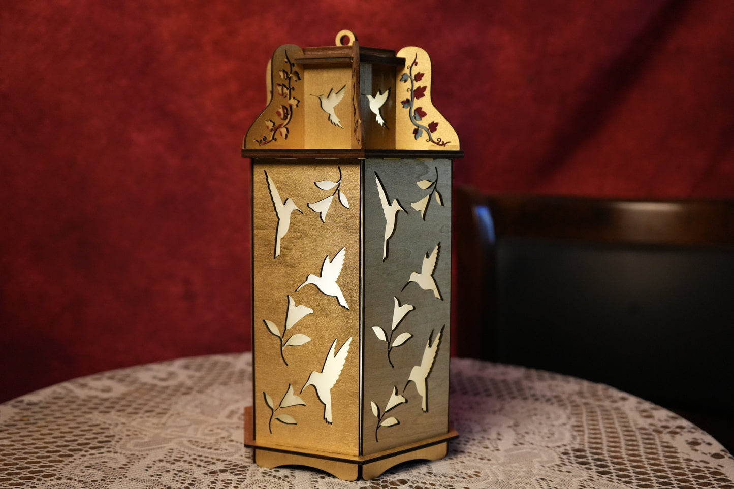 "Glimmer Flight", Hummingbird Ornament Lantern