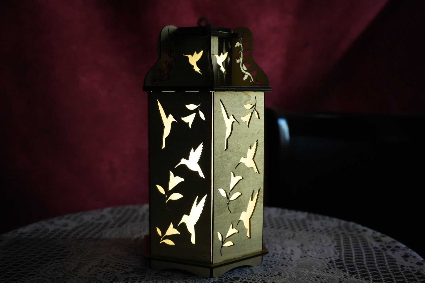 "Glimmer Flight", Hummingbird Ornament Lantern