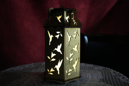 "Glimmer Flight", Hummingbird Ornament Lantern