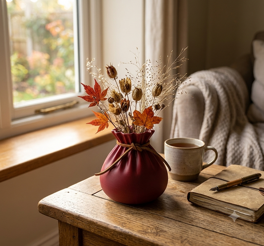 Unbreakable Vase for Flowers, Rustic Decorative Flower Vase with Leather Tie, Small Vase for Home Decor, Table Centerpiece, Bathroom, Bedroom, Office, Nursery