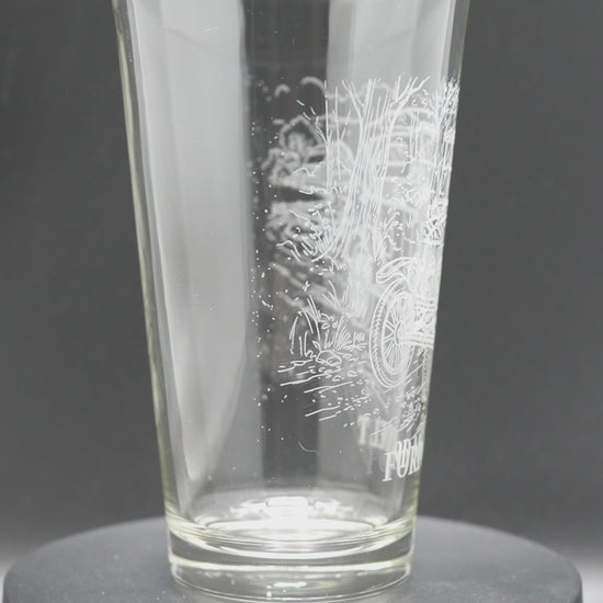 Engraved Ford Model T glassware