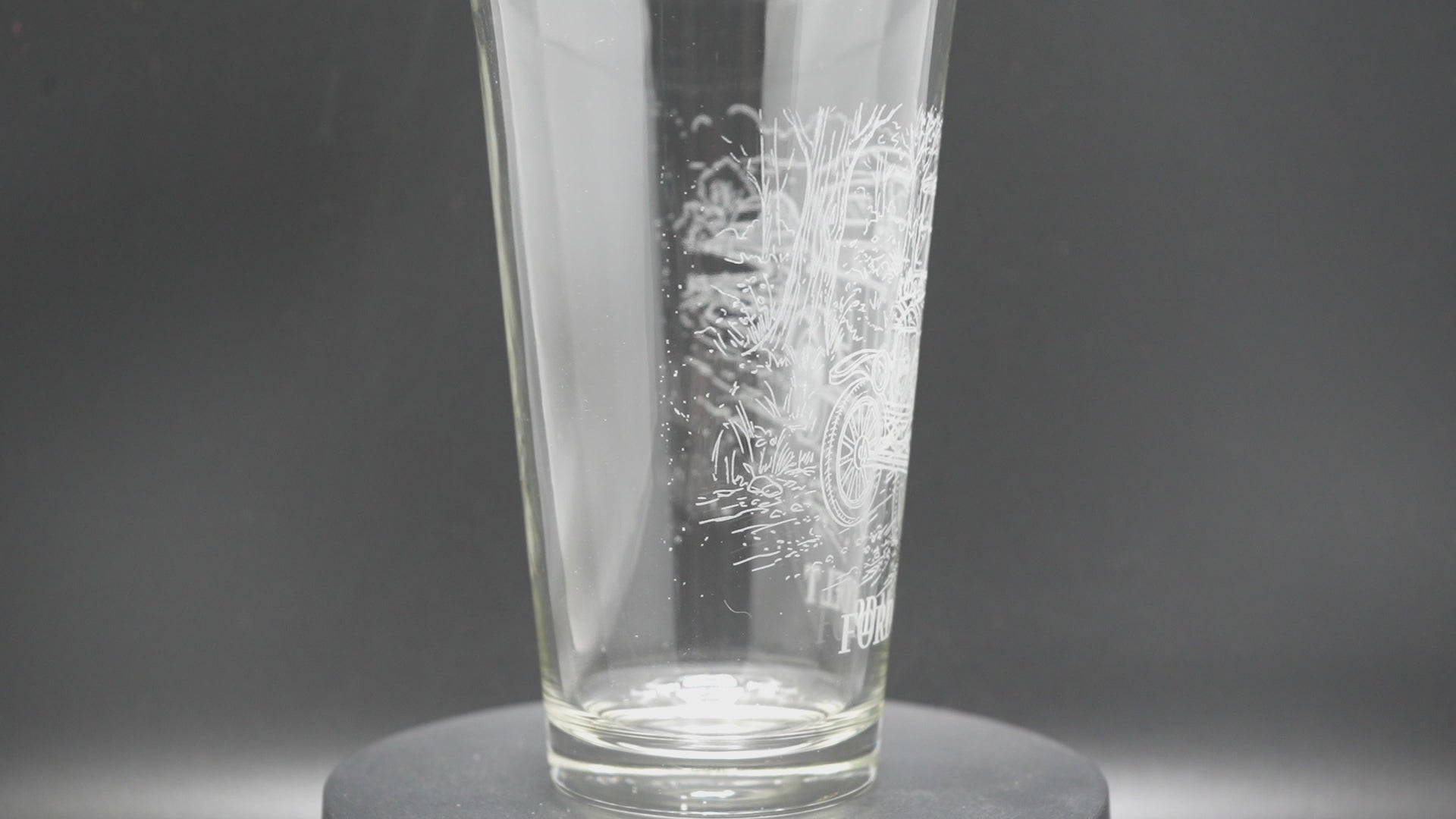 Engraved Ford Model T glassware