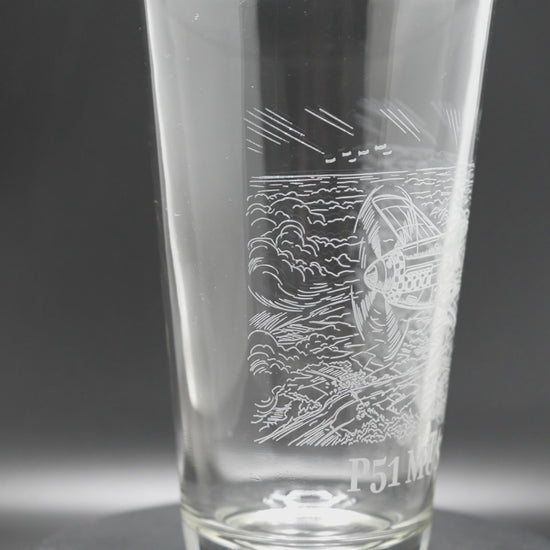 P51 Mustang engraved glassware