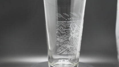 P51 Mustang engraved glassware