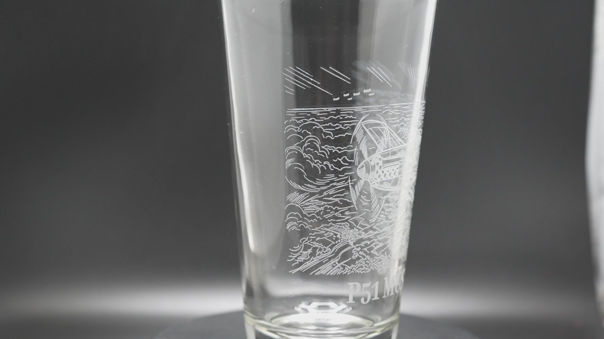 P51 Mustang engraved glassware